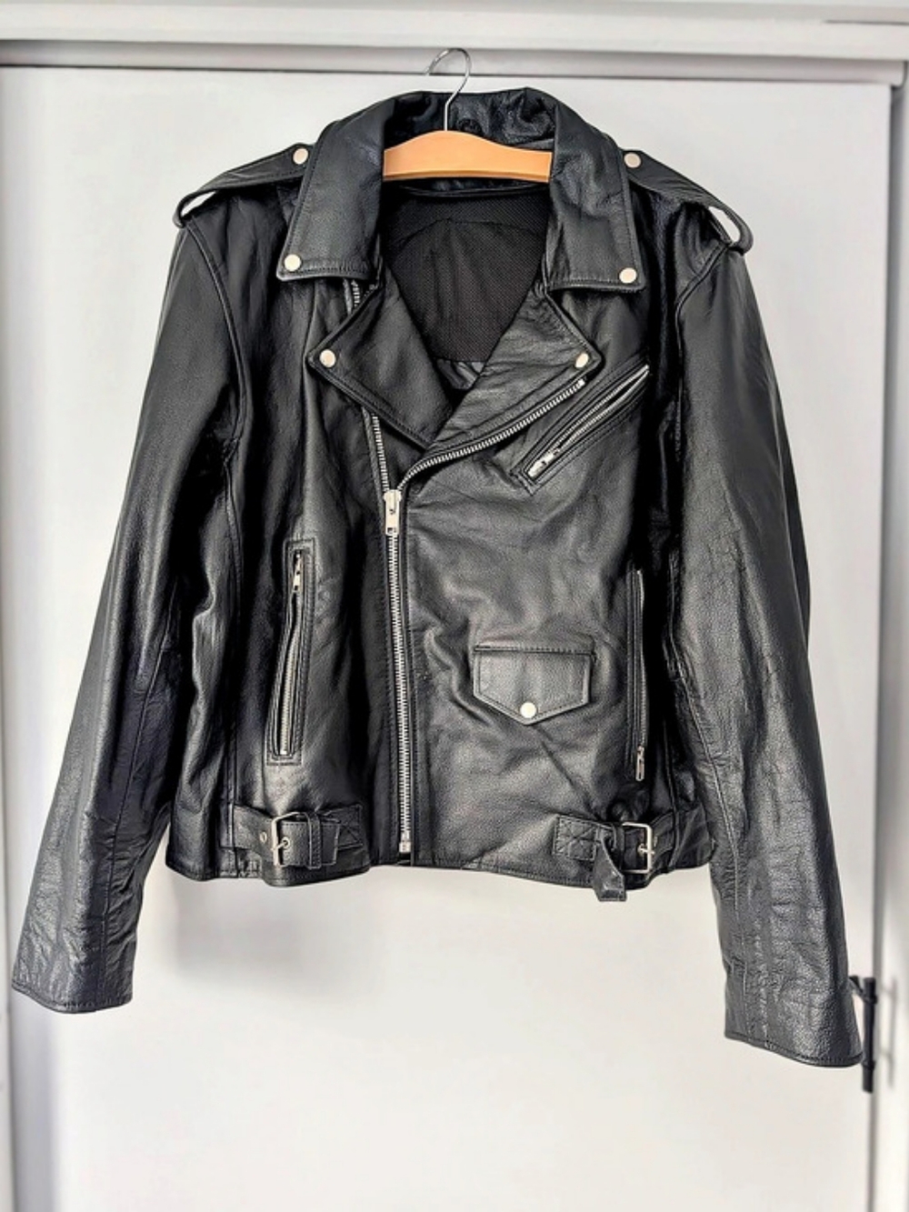 Cycle Alpha Gear Black Leather Moto Jacket Size XL Like New